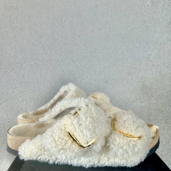 Birkenstock PAPILLIO Arizona Big Buckle Shearling Sandals Beige 37 EU / 6 6.5 US - Picture 1 of 5